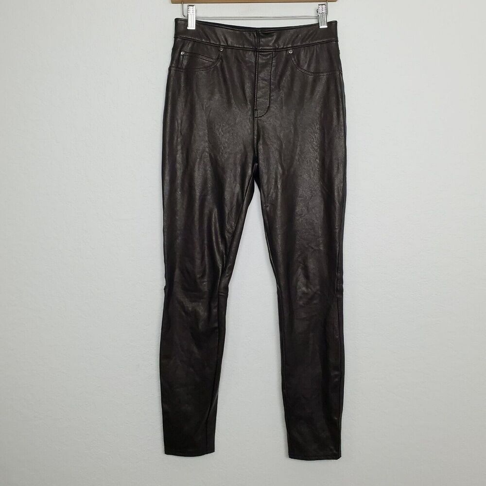 Spanx Women's Leather Like Ankle Skinny Pants Size S 20282R Brown FLAW‎ READ